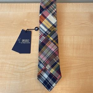 Polo Handmade Italian Madras Patchwork Plaid Cotton Tie